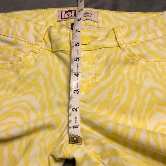 L.e.i. Ashley low rise Yellow Zebra print pants Juniors Size 3 Y2K Skinny - Picture 5 of 7
